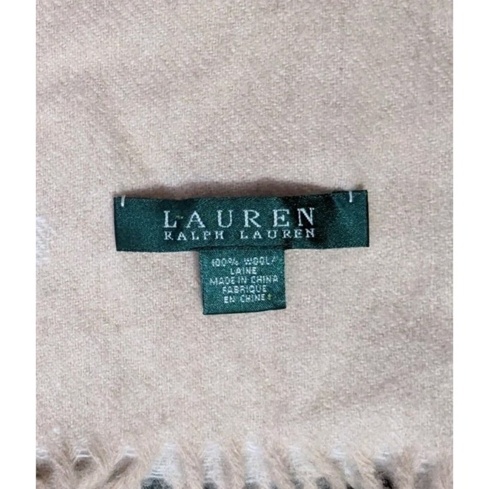 Lauren Ralph‎ Lauren Wool Scarf Equestrian Classic Horseshoe Logo Fringe Luxury - Picture 3 of 8
